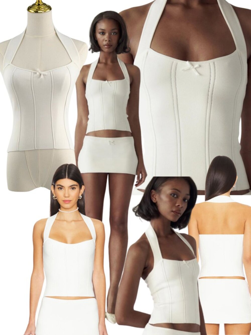 🆕 MIRROR PALAIS 🧿 NWOT The Knit Halter Top, Blanche / White - Sz S